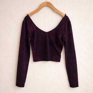 LULULEMON Long Sleeve Crop Top Purple Tie Dye Yoga Athletic Fitted Stretch